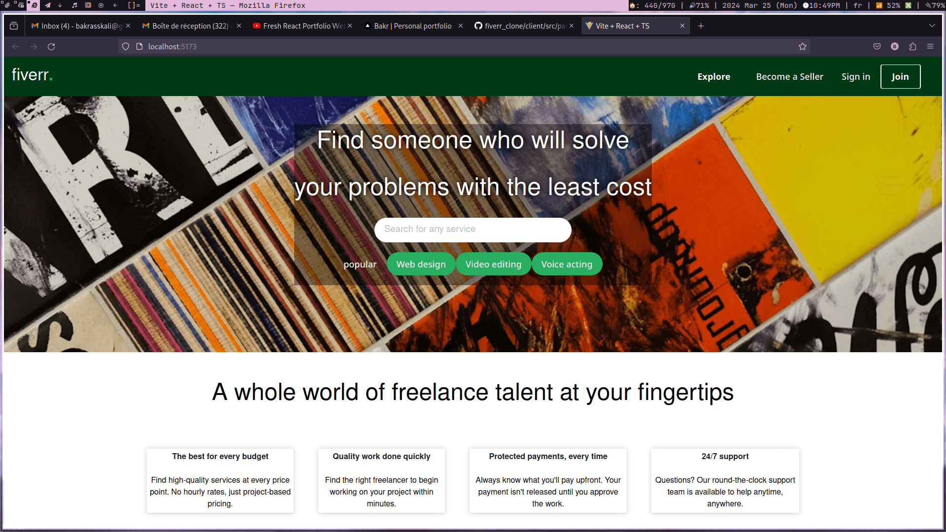Screenshot of Fiverr clone